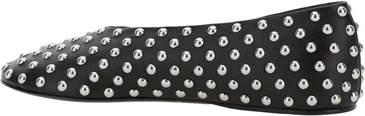 Black Ballet Flats With All-Over Stud In Leather Woman - Image 2