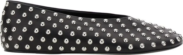 Black Ballet Flats With All-Over Stud In Leather Woman - Image 3