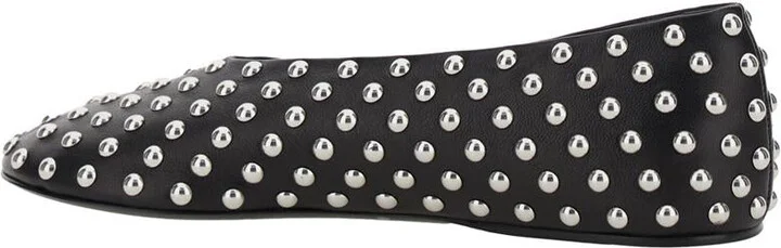 Black Ballet Flats With All-Over Stud In Leather Woman - Image 3