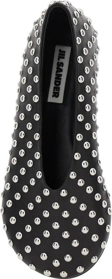 Black Ballet Flats With All-Over Stud In Leather Woman - Image 4