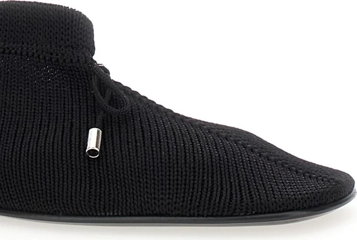 Black Ballet Flats With Bow Detail In Knit Woman - Image 4