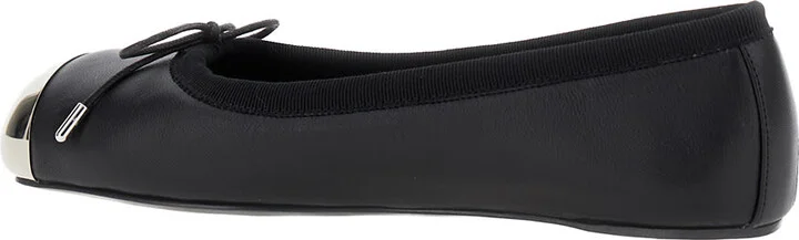 Black Ballet Flats With Metallic Toe In Smooth Leather Woman - Image 3