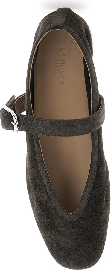 Black Ballet Shoes With Buckle-strap Closure In Suede Woman - Image 4