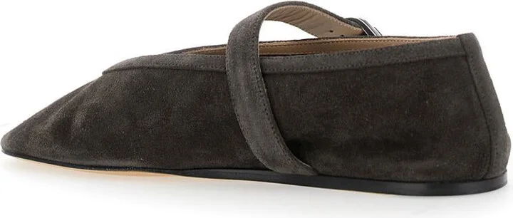 Black Ballet Shoes With Buckle-Strap Closure In Suede Woman - Image 3