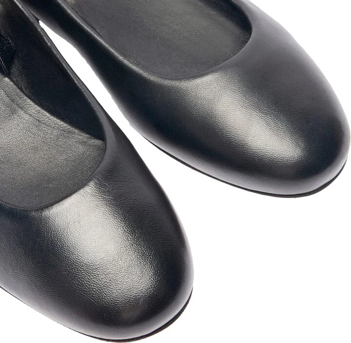 Black Ballet Shoes With Crystal Embellishments In Leather Woman - Image 4