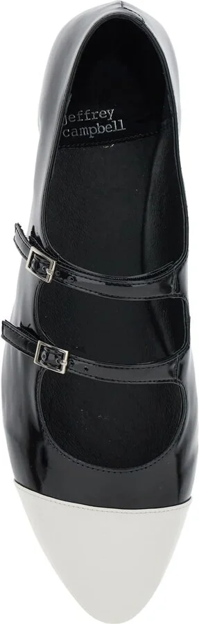 Black Ballet Shoes With Double Buckle And Stacked Heel In Patent Leather Woman - Image 4