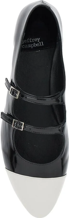 Black Ballet Shoes With Double Buckle And Stacked Heel In Patent Leather Woman - Image 4