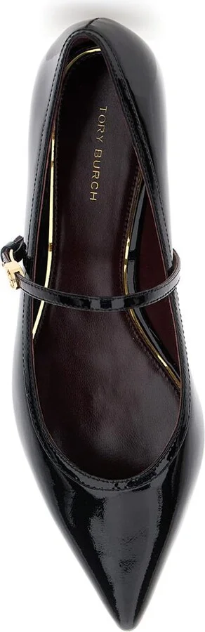 Black Ballet Shoes With Pointed Toe And Double T Motif In Patent Leather Woman - Image 4