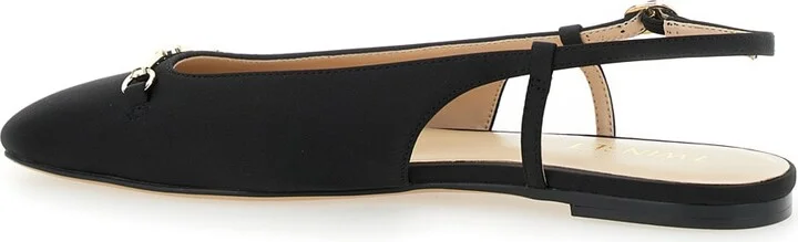 Black Ballet Shoes With Square Toe And Logo Plaque On The Front In Tech Fabric Woman - Image 3