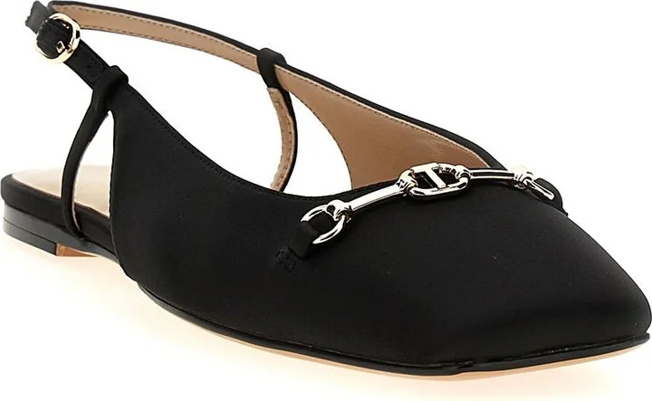 Black Ballet Shoes With Square Toe And Logo Plaque On The Front In Tech Fabric Woman - Image 2