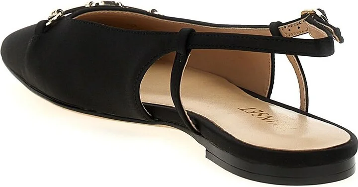 Black Ballet Shoes With Square Toe And Logo Plaque On The Front In Tech Fabric Woman - Image 3