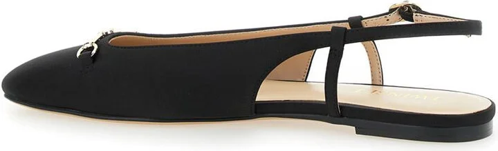 Black Ballet Shoes With Square Toe And Logo Plaque On The Front In Tech Fabric Woman - Image 3