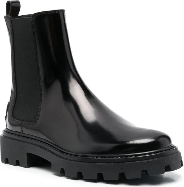 Black 'beatles' Bootie With Stretch Inserts And Rubber Detail In Leather Woman - Image 2