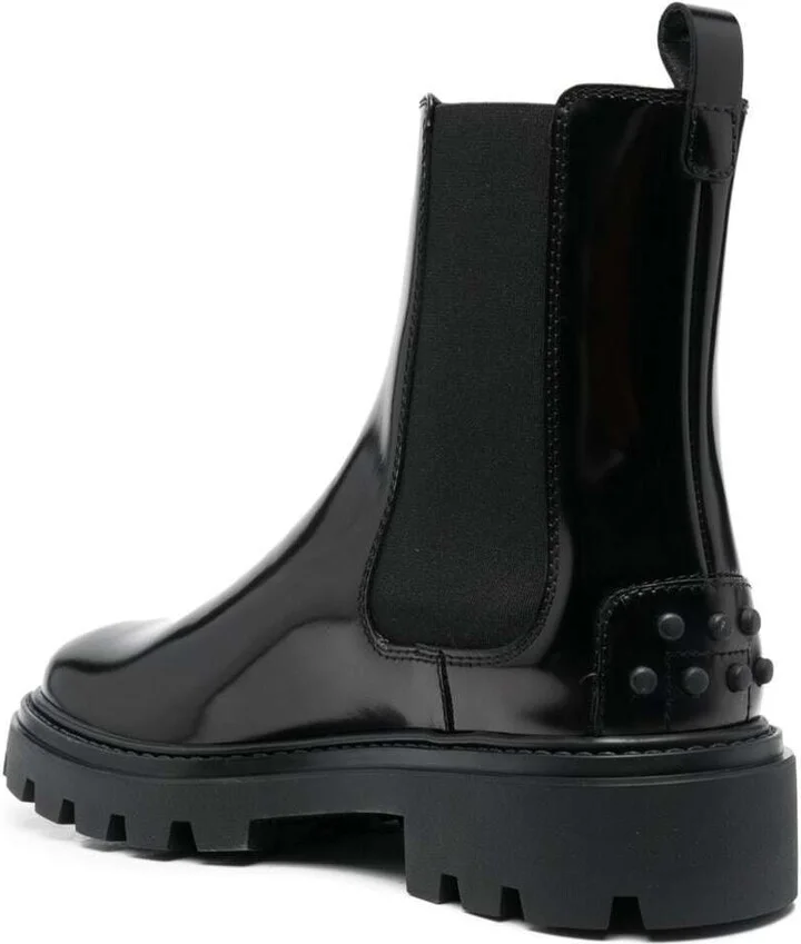Black 'beatles' Bootie With Stretch Inserts And Rubber Detail In Leather Woman - Image 3