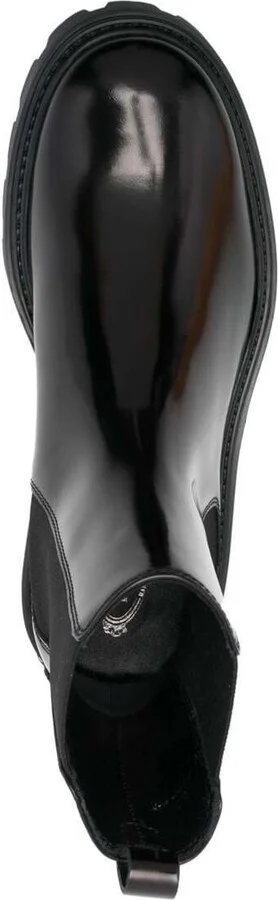 Black 'beatles' Bootie With Stretch Inserts And Rubber Detail In Leather Woman - Image 4