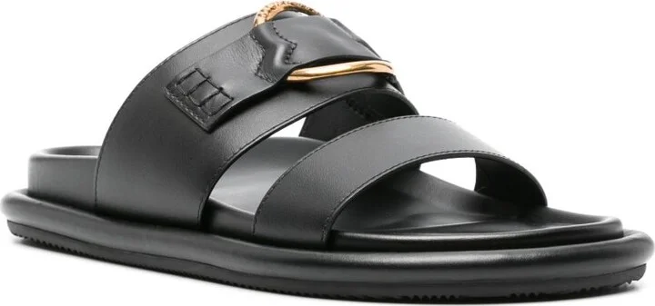 Black Bell Leather Sandals - Image 2