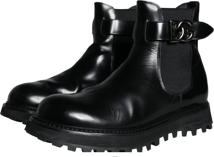Black Belted DG Logo Men Chelsea Boots Men's Shoes (Pre-Owned) - Image 3