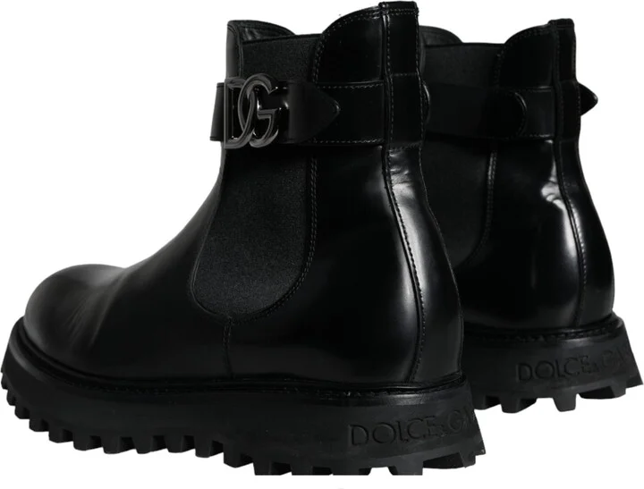 Black Belted DG Logo Men Chelsea Boots Men's Shoes (Pre-Owned) - Image 4