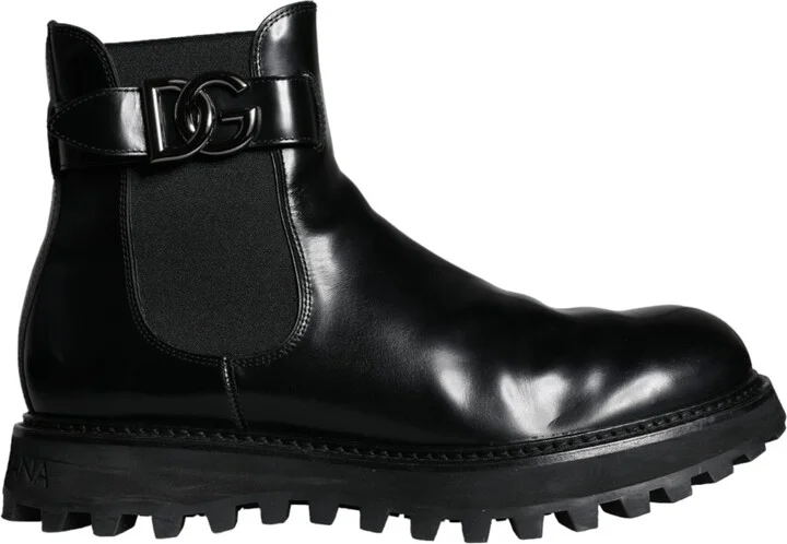 Black Belted DG Logo Men Chelsea Boots Men's Shoes (Pre-Owned)