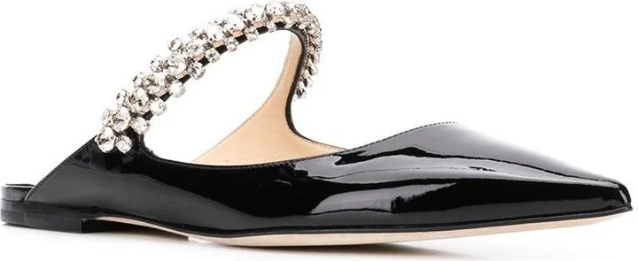 Black Bing Crystal-Embellished Leather Mules - Image 4