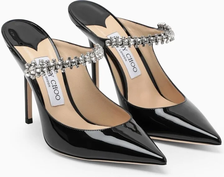 Black Bing Pumps With Crystals - Image 2