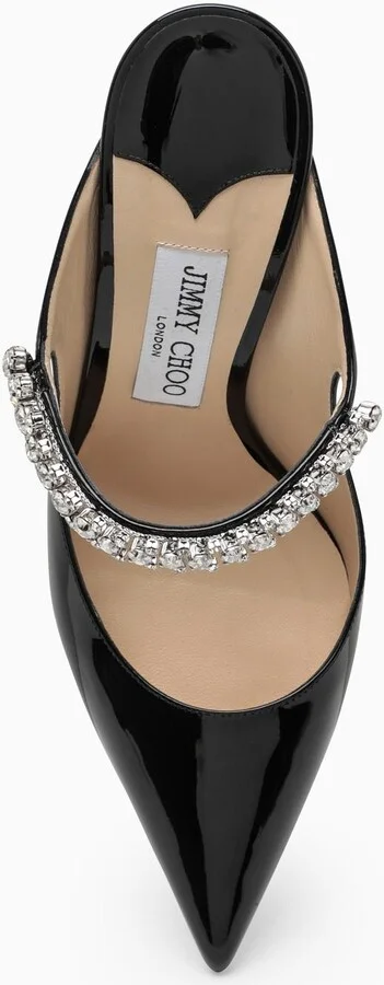 Black Bing Pumps With Crystals - Image 3