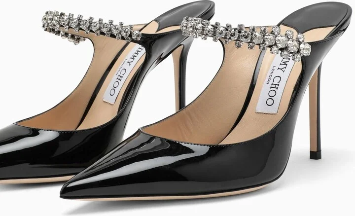 Black Bing Pumps With Crystals - Image 5