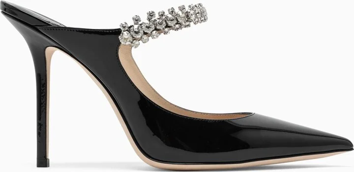 Black Bing Pumps With Crystals