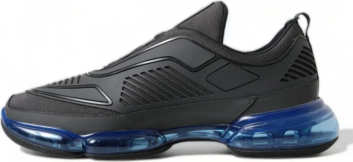 Black Blue Rubber Knit Slip On Low Top Sneakers Men's Shoes - Image 5