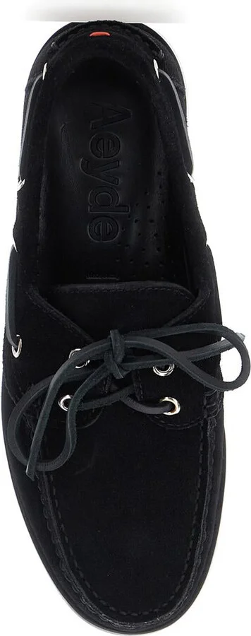 Black Boat Shoes With Side Laces In Suede Woman - Image 4