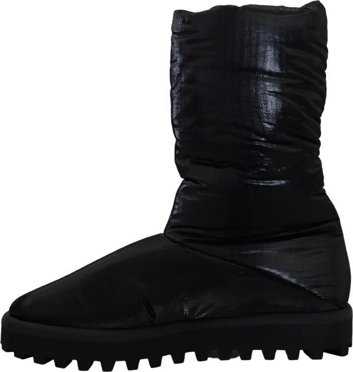 Black Boots Padded Mid Calf Winter Men's Shoes - Image 2