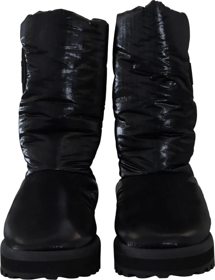 Black Boots Padded Mid Calf Winter Men's Shoes - Image 5