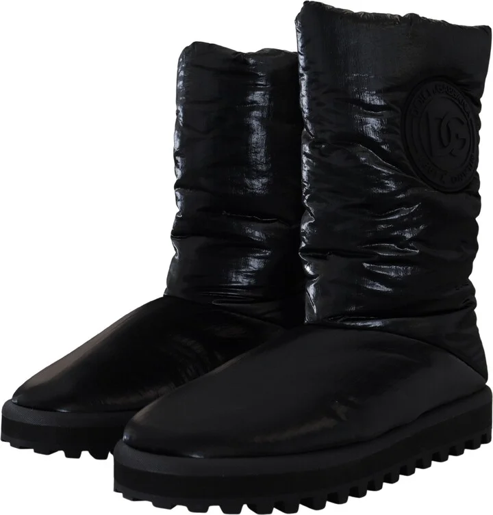 Black Boots Padded Mid Calf Winter Men's Shoes - Image 6