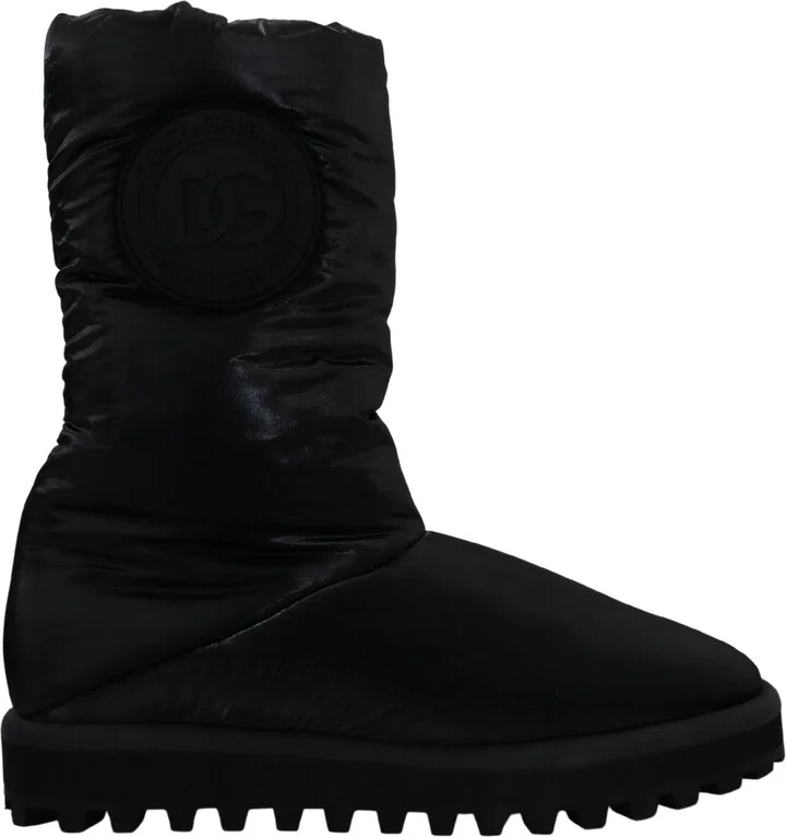 Black Boots Padded Mid Calf Winter Men's Shoes
