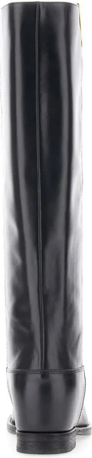 Black Boots With Cut-Out Detail On The Side And Logo Plaque In Leather Woman - Image 4
