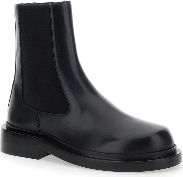 Black Boots With Elastic Side Pannels In Leather Woman - Image 2