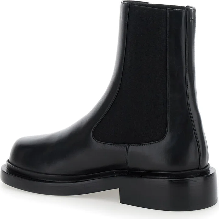 Black Boots With Elastic Side Pannels In Leather Woman - Image 3