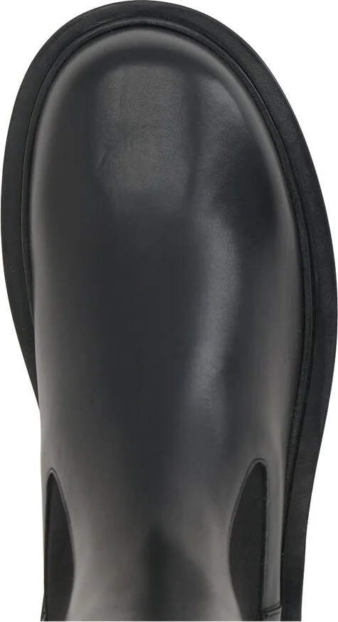 Black Boots With Elastic Side Pannels In Leather Woman - Image 3