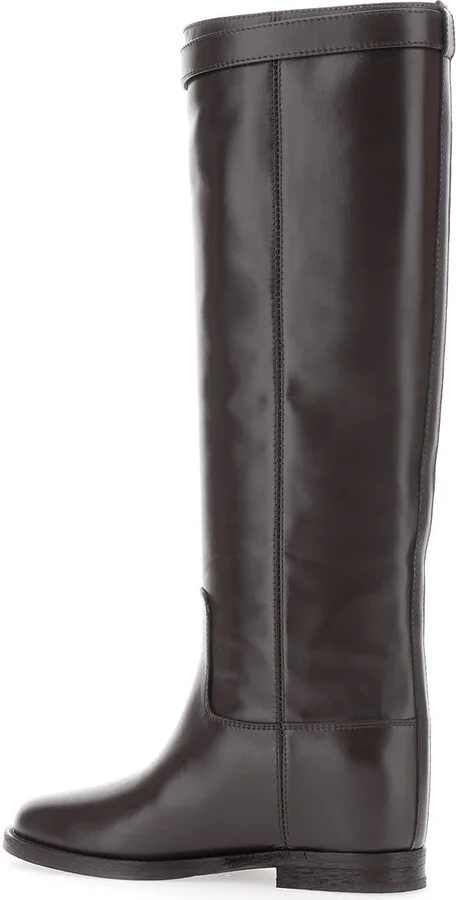 Black Boots With Padlock Detail And Low Block Heel In Leather Woman - Image 3