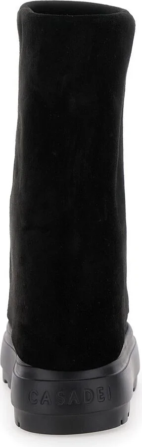 Black Boots With Turn-Up With Platform In Suede Woman - Image 4