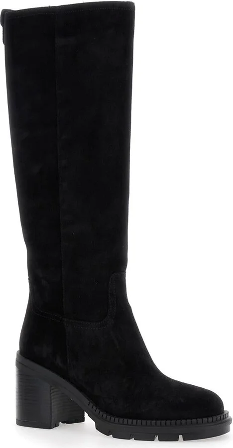 Black Boots With Zip Closure On The Side And Logo Embroidery On The Rear In Suede Woman - Image 2