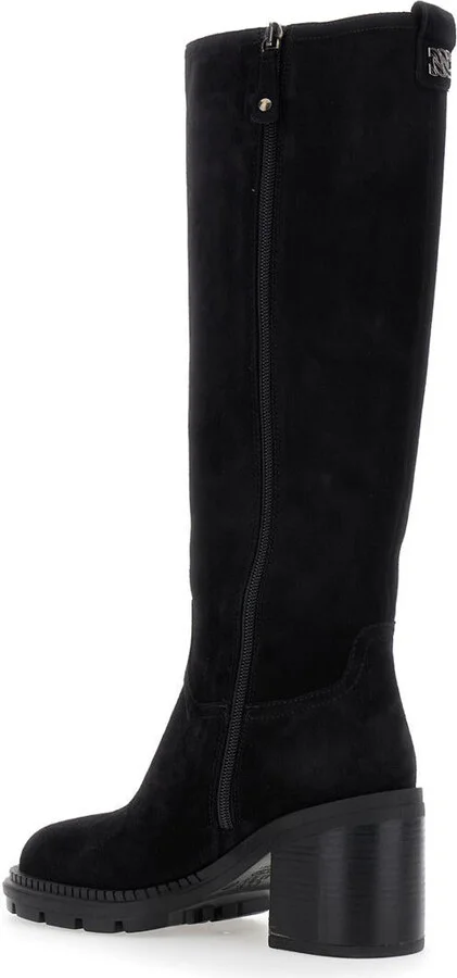 Black Boots With Zip Closure On The Side And Logo Embroidery On The Rear In Suede Woman - Image 3