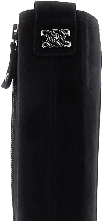 Black Boots With Zip Closure On The Side And Logo Embroidery On The Rear In Suede Woman - Image 4