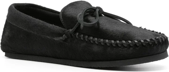 Black Bow-Embellished Hair Loafers - Image 2