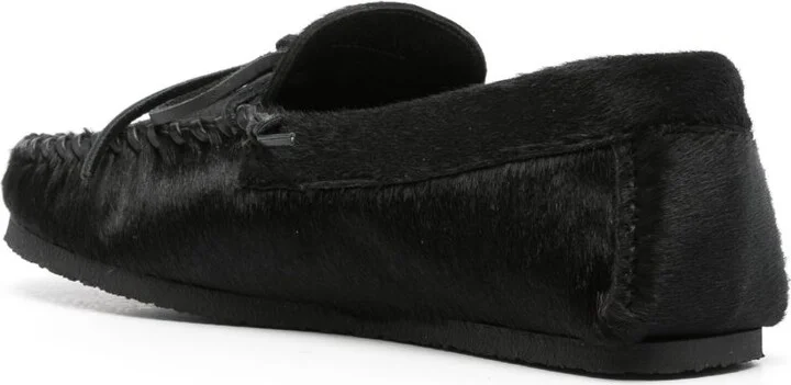 Black Bow-Embellished Hair Loafers - Image 3