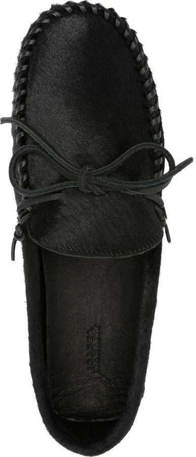 Black Bow-Embellished Hair Loafers - Image 4