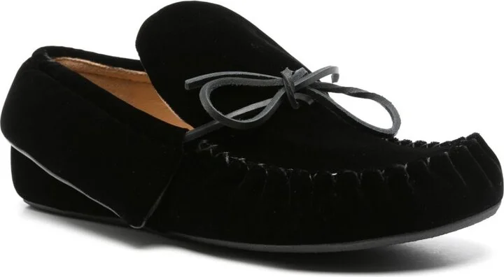 Black Bow-Embellished Velvet Moccasins - Image 2