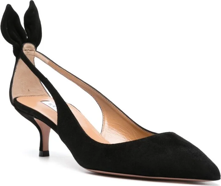Black Bow Tie 50 Suede Pumps - Image 2