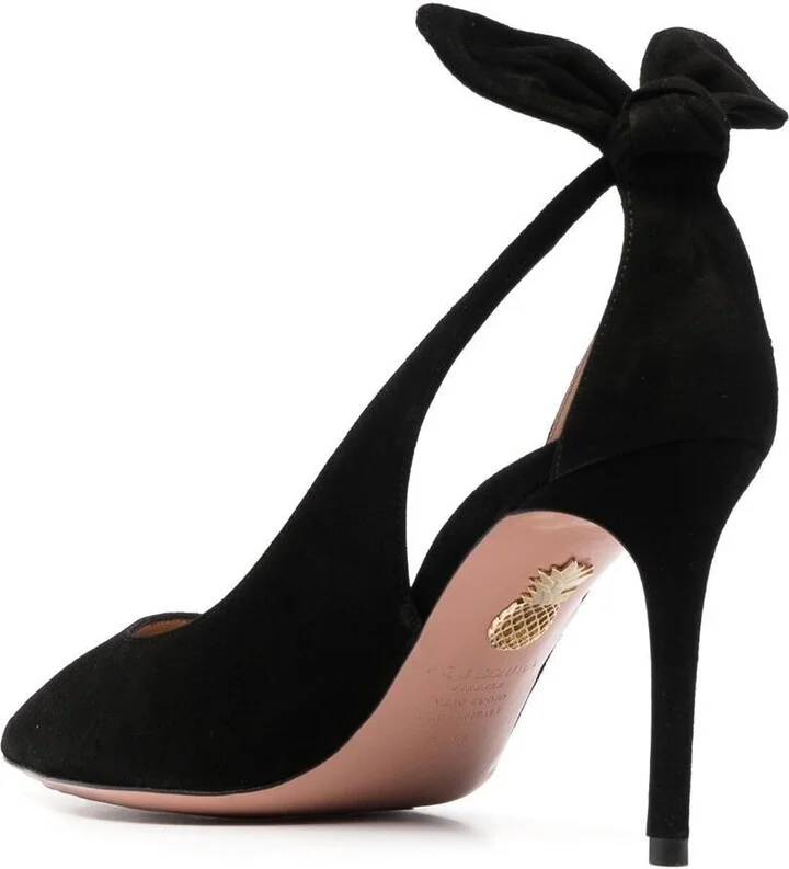 Black Bow Tie 85 Suede Pumps - Image 3