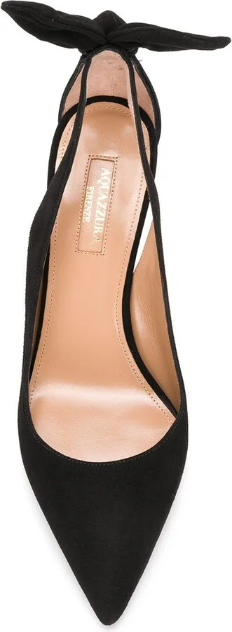 Black Bow Tie 85 Suede Pumps - Image 4